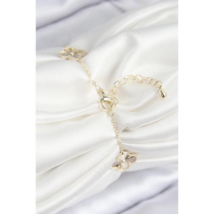 VIP Pirinç Yonca Model Gold Renk Kadın Bileklik