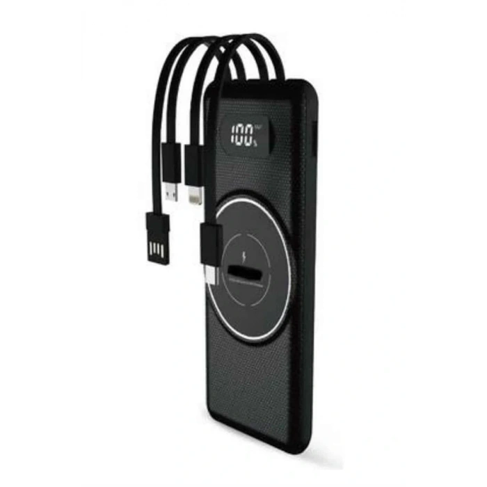 Wireless Powerbank 10000 Mah LED Ekranlı Dahili Kablolu Hızlı Şarj