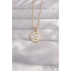 316L Çelik Gold Renk Beyaz Mineli Karışık Figürlü Tarot Kolye