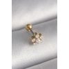 316L Çelik Gold Renk Zirkon Taşlı Çiçek Model Tragus Piercing