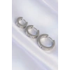 316L Çelik Gümüş Renk Model 3lü Halka Küpe