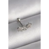 316L Çelik Gümüş Renk Zirkon Taşlı Çiçek Tragus Piercing