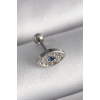316L Çelik Gümüş Renk Zirkon Taşlı Göz Tragus Piercing
