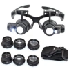 Gözlük Modeli 10X 15X 20X 25X Lens 2 Led Işıklı Büyüteç 9892G