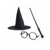Harry Potter Tarzı Çocuk Seti - Siyah Keçe Şapka, Asa, Gözlük