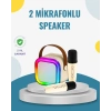 Kablosuz Karaoke Hoparlör – Çift Mikrofon ve LED Işıklı