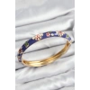 Mineli Pirinç Mor Çiçek Motifli Gold Kadın Kelepçe