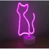 Neon Işıklı Kedi Lamba Pil ve Usb Pembe Işık MZ6200-260