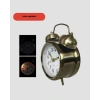 Nostaljik Büyük Boy Metal Masa Saati Bronz Kaplama ve Yüksek Sesli Alarm
