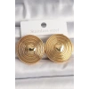 Pirinç Gold Renk Kalp İşlemeli Daire Plaka Model Kadın Küpe