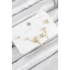Pirinç Zirkon Taşlı Kelebek Model Gold Renk 925 Ayar Gümüş Çivi Kadın Küpe Set