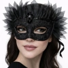 Siyah Taşlı Venedik Maskesi Lüks Tüllü Parti Maskesi