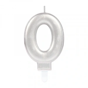 0 Rakam Mum Gümüş Renk (5047)
