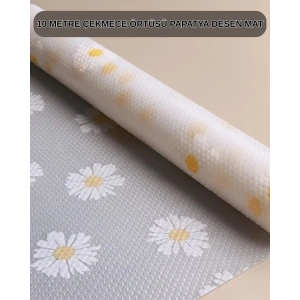 10 Metre Papatya Desenli Kaymaz Çok Amaçlı Dolap İçi Örtü