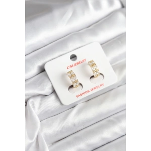 14K Gold Renk Kaplama Zirkon Taşlı CM Kadın Küpe