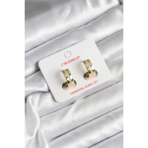 14K Gold Renk Kaplama Zirkon Taşlı Halka Model CM Kadın Küpe