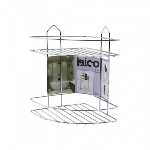 2 KATLI - ÜÇGEN   KROM   METAL  BANYO KÖŞELİK - DUŞKABİN RAF (5047)