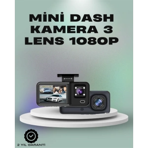 3 Kanallı Araç Kamerası – Full HD 1080P Kayıt, 2” Ekran, Park Gözetimi Desteği