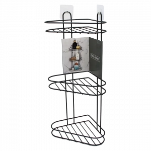 3 KATLI  SİYAH METAL KÖŞE RAFI (5047)