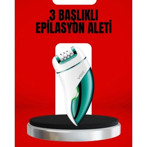 3ü 1 Arada Epilatör Su Geçirmez Metal Başlıklı LED Işıklı 90 Dakika Şarjlı