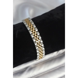 316L Çelik 12 mm Kalınlıkta Gold ve Gümüş Renkli Erkek Bileklik
