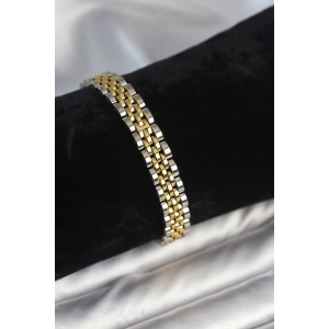 316L Çelik 9 mm Kalınlıkta Gold ve Gümüş Renkli Erkek Bileklik