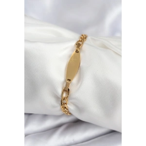 316L Çelik Gold Renk Oval Yazı Yazmaya Uygun Kadın Bileklik