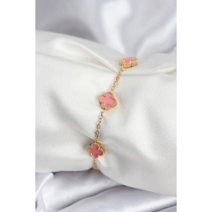 316L Çelik Gold Renk Pembe Baby Boy Yonca Kadın Bileklik