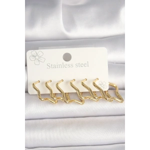 316L Çelik Gold Renk Yıldız Model Kadın Küpe Seti