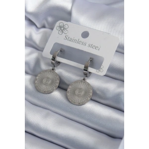 316L Çelik Gümüş Renk İşleme Detay Kadın Küpe