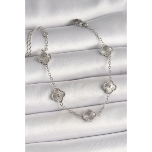 316L Çelik Gümüş Renk İşlemeli Baby Boy Yonca Model Kadın Bileklik