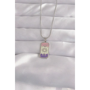 316L Çelik Gümüş Renk Karışık Mineli Ay Figür Tarot Kolye