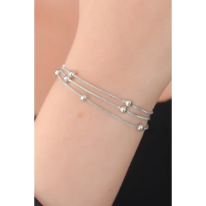 316L Çelik Gümüş Renk Minimal Top Figür Kadın Bileklik