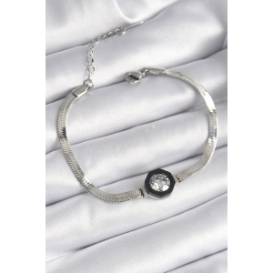 316L Çelik Gümüş Renk Zirkon Taşlı İtalyan Zincir Model Kadın Bileklik