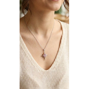 316L Çelik Gümüş Renk Zirkon Taşlı Kutup Yıldızı Model Kadın Kolye