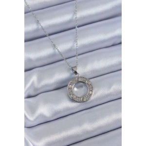 316L Çelik Gümüş Renk Zirkon Taşlı Model Kadın Kolye