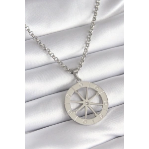 316L Çelik Gümüş Renk Zirkon Taşlı Rüya Kapanı Model İşeme Detay Kadın Kolye