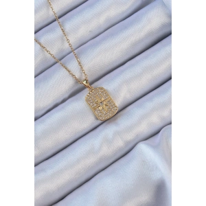 316L Çelik Zincir Altın Renk Zirkon Taşlı Kutup Yıldızlı Vintage Kolye