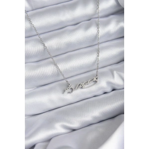 316L Çelik Zincir Gümüş Renk Atatürk İmza Figür Kadın Kolye