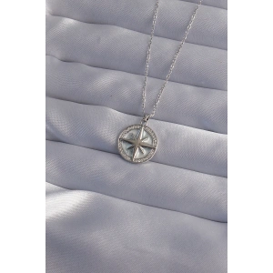 316L Çelik Zincir Gümüş Renk Zirkon Taşlı Kutup Yıldızı Kolye