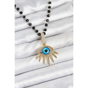 316L Çelik Zincir Kristal Boncuklu Göz Model Kadın Kolye