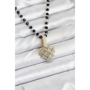 316L Çelik Zincir Kristal Boncuklu Kalpli Kadın Kolye
