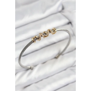 316L Çelik Zirkon Taşlı Model Gold Ve Gümüş Renk Kadın Bileklik