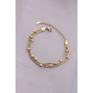 316L Kararmaz Çelik Gold Renk Top Zincirli Kadın Bileklik