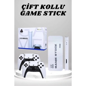 4K HD Görüntü Kaliteli Retro Game Stick 20000 Oyunlu Çift Kollu Beyaz Game Stick