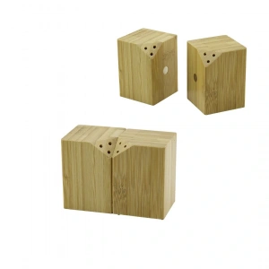 5X5CM--Y:7CM   2PCS   MIKNATISLI İKİZ   AHŞAP BAMBU  BAHARATLIK - TUZLUK (5047)
