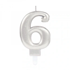 6 Rakam Mum Gümüş Renk (5047)