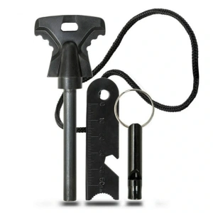 Acil Durum Magnezyum Çubuk Çakmaktaşı Hayatta Kalma Ateş Başlatıcı Çakmak Kiti Düdük Hediyeli (5047)