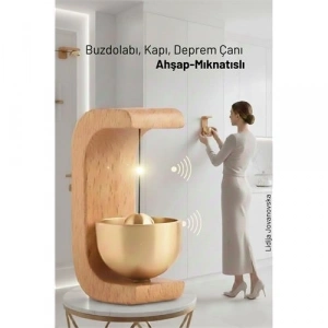 Ahşap Kapı Çanı - Deprem Zili - Dekoratif Zil -Japon Rüzgar Çanı  Yapışkanlı ve Mıknatıslı