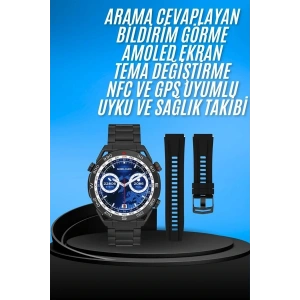 Akıllı Saat Çelik Kordonlu Amoled Ekran Android ve İOS Uyumlu Çağrı Cevaplayabilen